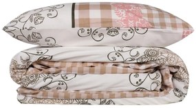 Lenjerie de pat albă-roz din bumbac ranforcé pentru pat de o persoană 140x200 cm Nazenin – Mijolnir