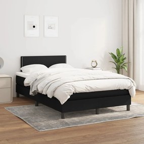vidaXL Pat box spring cu saltea, negru, 120x200 cm, textil