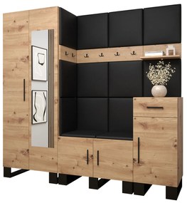 Set mobilier pentru hol Amanda 13 (Stejar artisan + piele ecologică Negru). 1085973