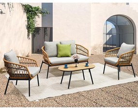 Set mobilier de grădină Artefactos (natural + gri deschis) (pentru 4 persoane). 1121231