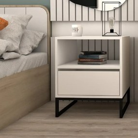 Noptiera Lida pentru dormitor,culoare alb,61 cm