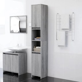 815109 vidaXL Dulap de baie, sonoma gri, 30x30x183,5 cm, lemn prelucrat