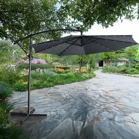 Umbrelă de soare de grădină LED, gri, 3 m, LINDAN