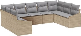 vidaXL Set de canapele pentru grădină 9 pcs Beige și gri deschis