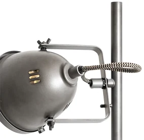 Lampa de podea industriala din otel cu lemn 2 lumini - Emado