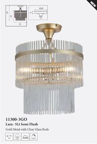 Lustra aplicata moderna metal auriu, tije din sticla Lara