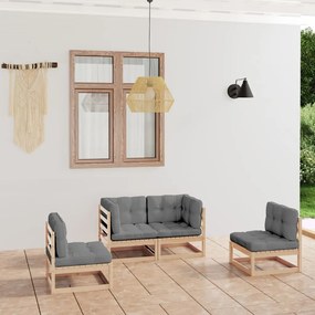 vidaXL Set mobilier de grădină cu perne, 4 piese, lemn masiv de pin