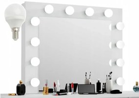 SEA540 - Set Masa toaleta, 130 cm, cosmetica machiaj, masuta vanity, oglinda cu LED-uri - Alb Lucios sau Mat