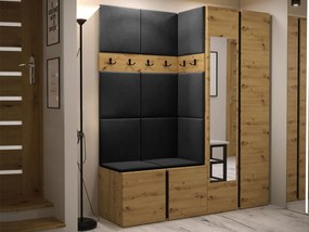 Mobilier hol Tovenaz XII (Stejar artisan + Negru) (cu oglindă). 1104819