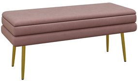 HOMCOM Bancă capitonată cu spațiu de depozitare, Oțel, 100 x 37,5 x 42 cm, Roz | Aosom Romania