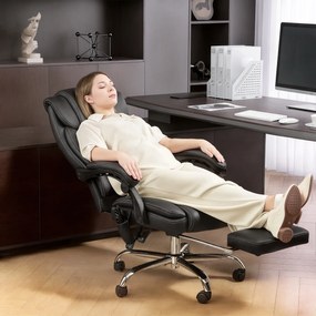 HOMCOM Fotoliu de birou cu masaj și încălzire scaun de birou cu înălțime reglabilă spătar înclinabil 67x72x111-119cm negru | Aosom Romania