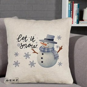 Perna Decorativa Let It Snow Om de Zapada, 40x40 cm, Bej Canapea, Husa Detasabila, Perna Inclusa, BEKZ®