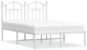 353485 vidaXL Cadru de pat metalic cu tăblie, alb, 120x190 cm