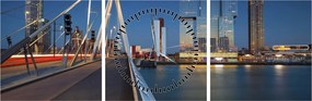 Tablou - Amurg în Rotterdam, Olanda (cu ceas) (90x30 cm)
