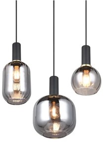Lustră neagră cu abajur din sticlă Diva – Trio