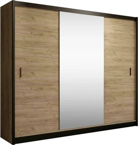 Dressing CRAFT, stejar craft/negru, PAL melaminat, cu 2 usi, 250x61x21