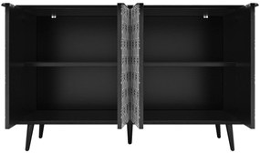 Dulap pentru sufragerie cu ușă sculptată cu model unic în chevron, Negru | Aosom Romania