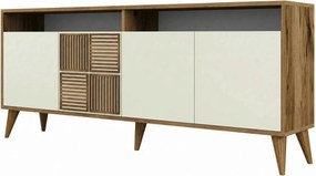 Comoda Milan, din PAL melaminat, alun/crem, 180x35x79 cm