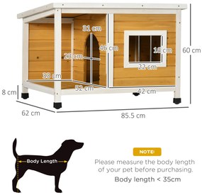 PawHut Cuib pentru câine la exterior casă pentru câine interioară din lemn cu acoperiș deschizător și fereastră 85,5L x 62l x 60H cm portocaliu | Aosom Romania