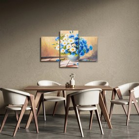 Tablou pictat cu vaza și flori (90x60 cm)