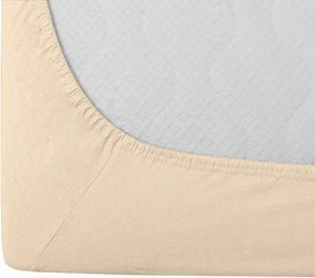 Set lenjerie de pat creponata FLORAL RIBBON POLY colorata + cearsaf Jersey 180 x 200 cm bej deschis, pat dublu