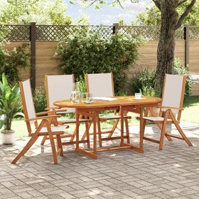 3279294 vidaXL Set mobilier de grădină, 5 piese, lemn masiv acacia/textilenă