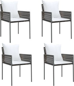 vidaXL Scaune de grădină cu perne, 4 buc., maro, 54x61x83 cm poliratan