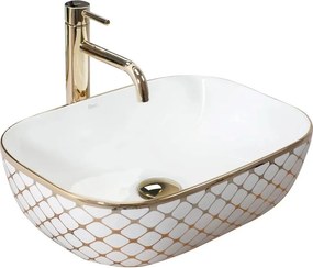 Lavoar pe blat Rea Belinda Diamond 47 cm alb - auriu