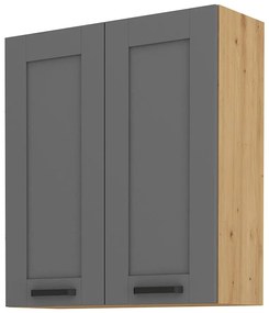 Dulap superior de bucătărie, două uși Lucid 80 G 90 2F (Stejar artisan + dustgrey). 1045602