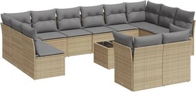 vidaXL Set canapele de grădină, 13 piese, cu perne, bej, poliratan