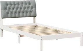 vidaXL Cadru de pat cu tăblie tapițată cu headboard Alb 100 x 200 cm