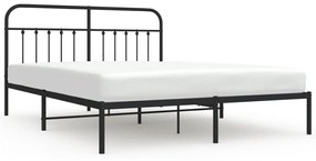 352583 vidaXL Cadru de pat metalic cu tăblie, negru, 183x213 cm