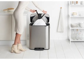 Cos de gunoi cu pedala Brabantia Bo Pedal 1003186, 60 L, Inchidere lina, Baza antiderapanta, Rezistent la amprente, Inox/Mat