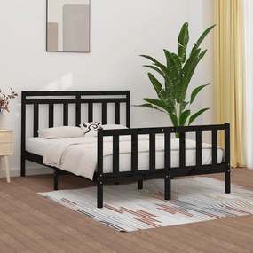 3107027 vidaXL Cadru de pat, negru, 120x200 cm, lemn masiv de pin