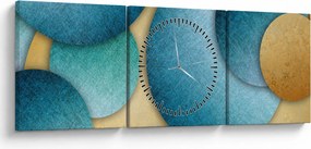 Tablou cu abstracție cercuri (cu ceas) (90x30 cm)