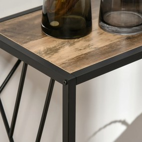 Consolă Industrială HOMCOM, Masă Canapea cu Cadru Metalic, 120x35x75 cm, Design Modern, Maro, pentru Sufragerie, Hol | Aosom Romania