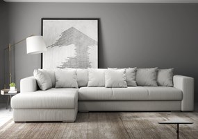 Colțar extensibil dumonde cu ladă de depozitare si sezut confortabil din spuma high-density, Gloria Zoom Cream 320x183 cm