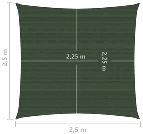 Panza parasolar, verde inchis, 2,5 x 2,5 m, HDPE, 160 g   m   Morkegronn, 2.5 x 2.5 m
