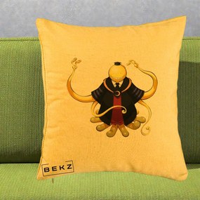 Perna Personalizata Assassination Classroom Koro-sensei, 40x40 cm, Galben, Husa Detasabila, Perna Inclusa, BEKZ®