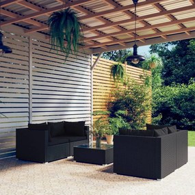 3101480 vidaXL Set mobilier de grădină cu perne, 5 piese, negru, poliratan