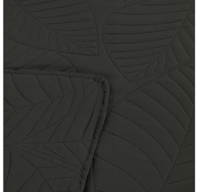 Cuvertura de pat gri inchis cu model LEAVES Dimensiuni: 220 x 240 cm