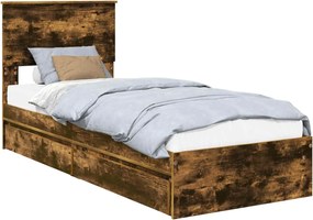 vidaXL Pat cu storage Stejar fumuriu 75 x 190 cm Lemn compozit