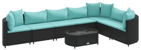 3308388 vidaXL Set mobilier de grădină cu perne, 8 piese, negru, poliratan