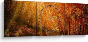 Tablou cu pădurea în toamnă (cu ceas) (90x30 cm)