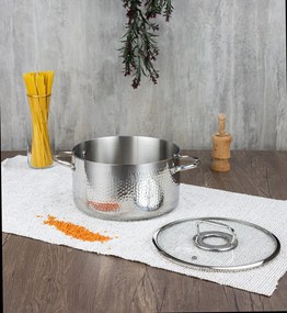 Cratita din inox Zilan ZLN1320, 4.5L, Diametru 24 cm, Manere nituite, Compatibil gaz, inductie electric, Compatibil masina de spalat vase