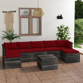 3062028 vidaXL Set mobilier grădină paleți cu perne, 8 piese, lemn masiv pin