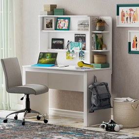 Birou de studiu si biblioteca suspendata pentru copii Colectia White Line 120x155x55 cm