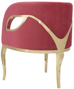 Fotoliu tapitat Morello rosu/gold – H78 cm