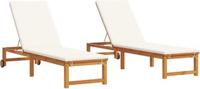 vidaXL Șezlong 2 pcs Maro 202 x 53 x 89 cm Lemn Solid de Acacia