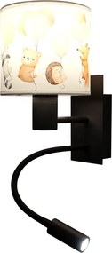 Brilagi - Lampă LED flexibilă BOBO 1xE27/25W/230V + LED/3W negru/alb/cu motive cu animale